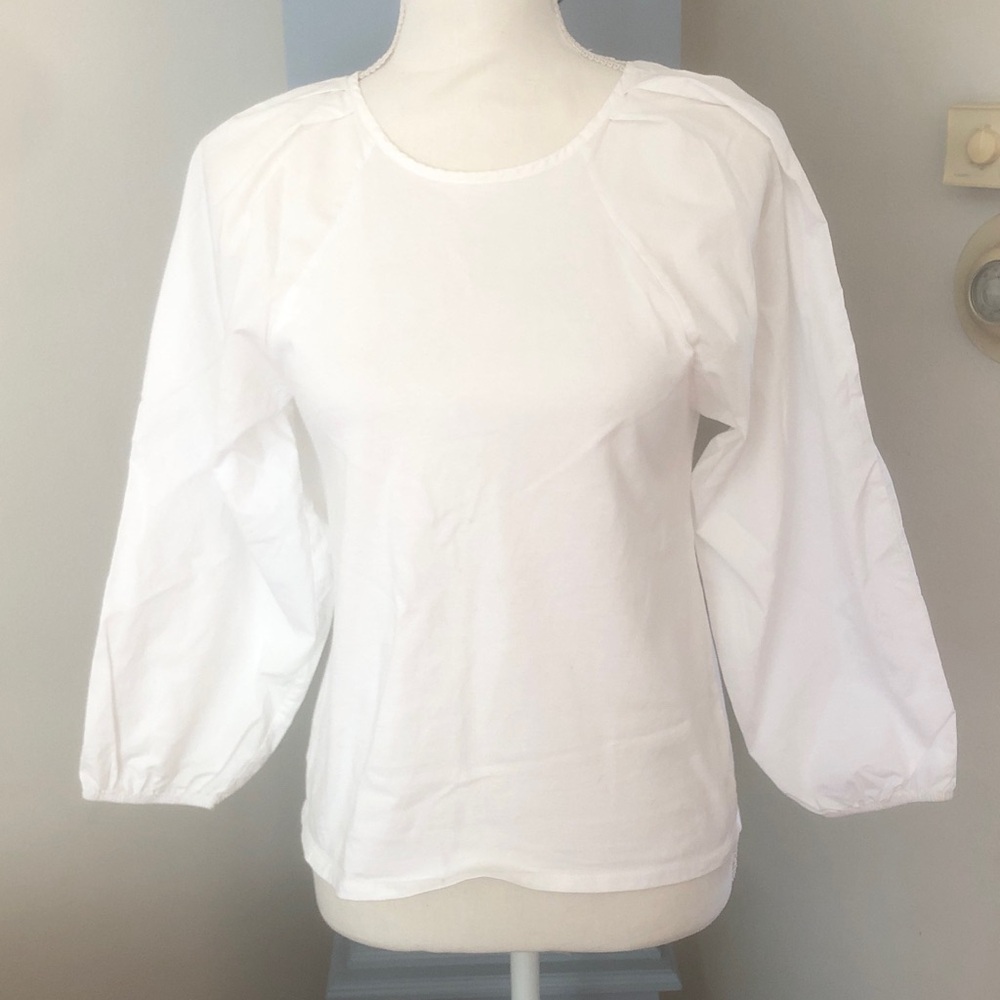 Classic White Women's Blouse - Lightweight 3/4 Sleeve Top